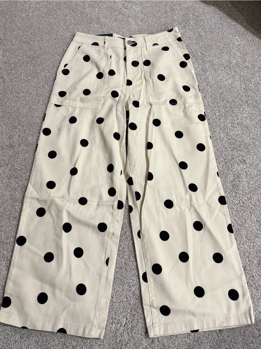 Polka Dot Cream Cropped Pants